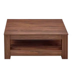 Tavolino da caffè a 2 ripiani in MDF color noce, Rettangolare in stile industriale, Finitura atossica, per Soggiorno, Camera da letto, Studio