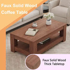 Tavolino da caffè a 2 ripiani in MDF color noce, Rettangolare in stile industriale, Finitura atossica, per Soggiorno, Camera da letto, Studio