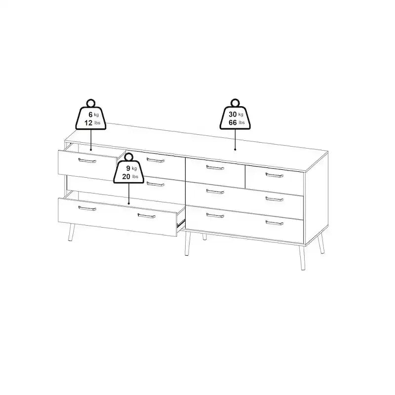 Tvilum, Cassettiera doppia Tone a 8 cassetti, Quercia Moka