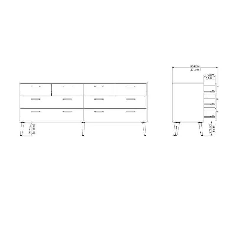 Tvilum, Cassettiera doppia Tone a 8 cassetti, Quercia Moka