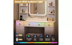 DEXYLLO Toeletta Trucco con Luci, Specchio Illuminato a LED, Stazione di Ricarica, Set Tavolo da Trucco RGB con 3 Cassetti
