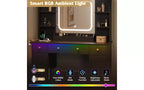 DEXYLLO Toeletta Trucco con Luci, Specchio Illuminato a LED, Stazione di Ricarica, Set Tavolo da Trucco RGB con 3 Cassetti