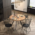 Tavolo da pranzo rotondo Jolana 45 in rovere con ripiano nero e set - iNSPIRE Q