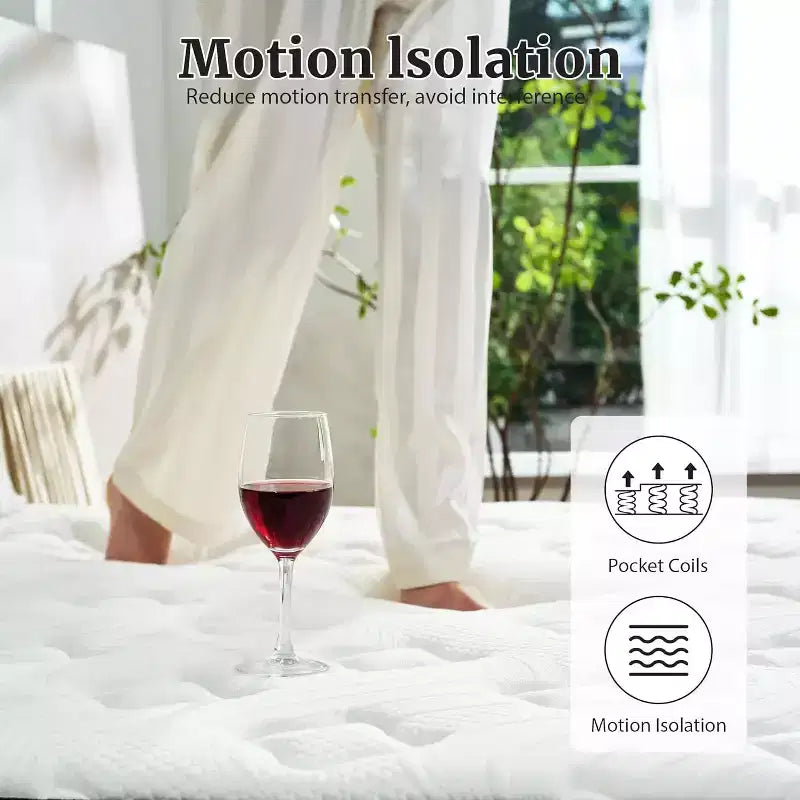 Dyonery 14 Materasso Ibrido in Memory Foam in Scatola, Molle Insacchettate per Sollievo dalla Pressione, Materasso Matrimoniale a Media Densità con Isolamento dal Movimento
