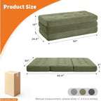 SunnyFurn Materasso a Tre Pieghe da 6 Pollici per Divano Letto, Letto Pieghevole in Schiuma per Ospiti con Corduroy Trapuntato, Portatile per Campeggio, Soggiorno, Camera da Letto
