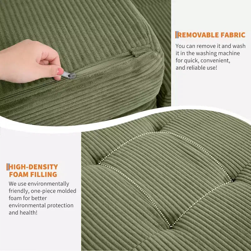 SunnyFurn Materasso a Tre Pieghe da 6 Pollici per Divano Letto, Letto Pieghevole in Schiuma per Ospiti con Corduroy Trapuntato, Portatile per Campeggio, Soggiorno, Camera da Letto