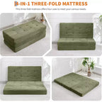 SunnyFurn Materasso a Tre Pieghe da 6 Pollici per Divano Letto, Letto Pieghevole in Schiuma per Ospiti con Corduroy Trapuntato, Portatile per Campeggio, Soggiorno, Camera da Letto