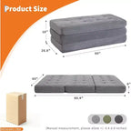 SunnyFurn Materasso a Tre Pieghe da 6 Pollici per Divano Letto, Letto Pieghevole in Schiuma per Ospiti con Corduroy Trapuntato, Portatile per Campeggio, Soggiorno, Camera da Letto