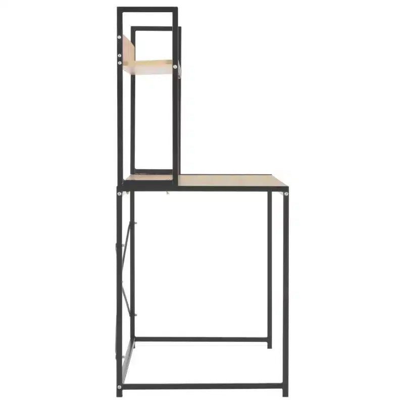 vidaXL Scrivania per computer in legno ingegnerizzato nero e rovere e metallo verniciato a polvere