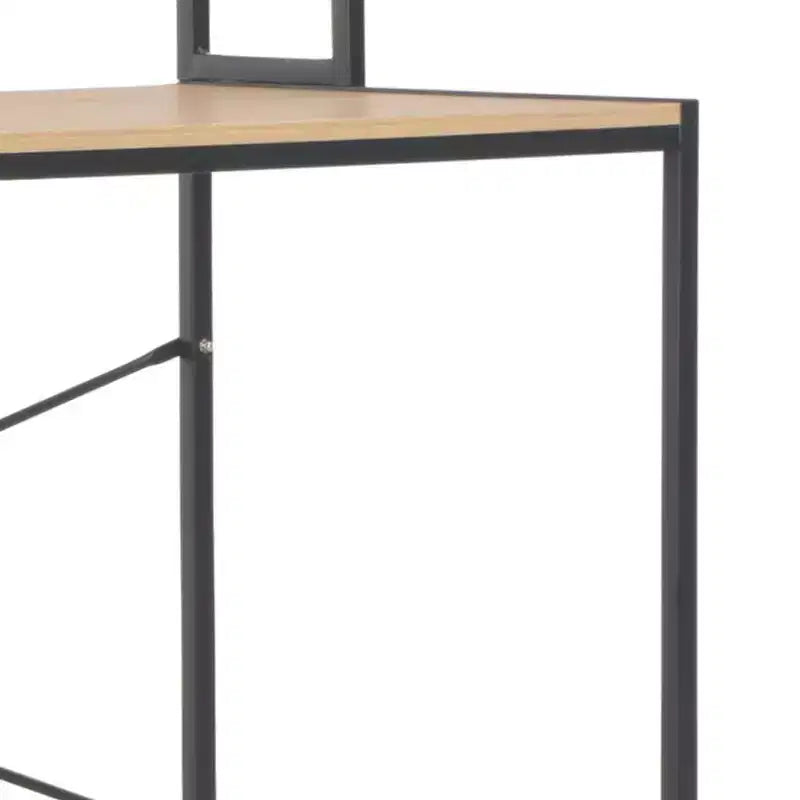 vidaXL Scrivania per computer in legno ingegnerizzato nero e rovere e metallo verniciato a polvere
