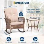 Sedia a dondolo da esterno in vimini con schienale alto e cuscini, sedia da esterno in rattan per portico resistente alle intemperie, rivestimenti sfoderabili e lavabili, capacità 150 kg