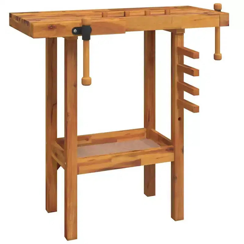 vidaXL Workbench with Vices 36.2x18.9x32.7 Solid Wood Acacia