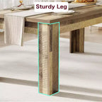 LinTimes 71, tavolo da pranzo rettangolare in stile rustico per 4-6 persone, in legno con struttura ispessita robusta, base a listelli in legno e gambe più larghe per cucina e appartamento