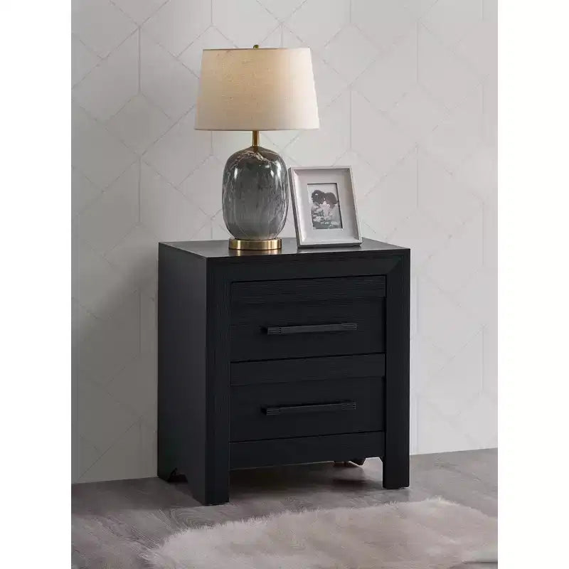 Comodino Passion Furniture Rustica 2 cassetti, largo 24 pollici