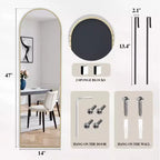 JIONJOY Specchio intero sopra porta 47x14, Specchio da parete salvaspazio con cornice in alluminio per camera da letto, soggiorno, ingressi