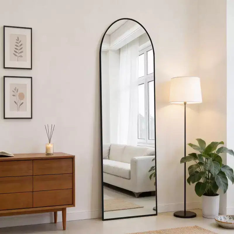 JIONJOY 47x14 Over-the-Door Full-Length Mirror, Aluminum Frame Space-Saving Vanity Mirror for Bedroom, Living Room, Entryways