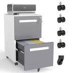 2-Drawer Mobile File Cabinet with Lock, All-Steel Metal Storage Cabinet on 360 Wheels