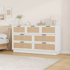 Cassettiera a 7 cassetti in rattan per camera da letto, mobile TV in rattan stile fattoria con 7 cassetti, organizer moderno e versatile per camera da letto, ingresso