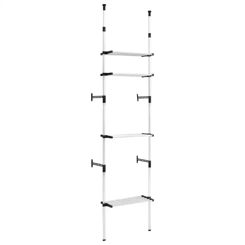 vidaXL Telescopic Wardrobe System Silver and Black Aluminum, Plastic Large