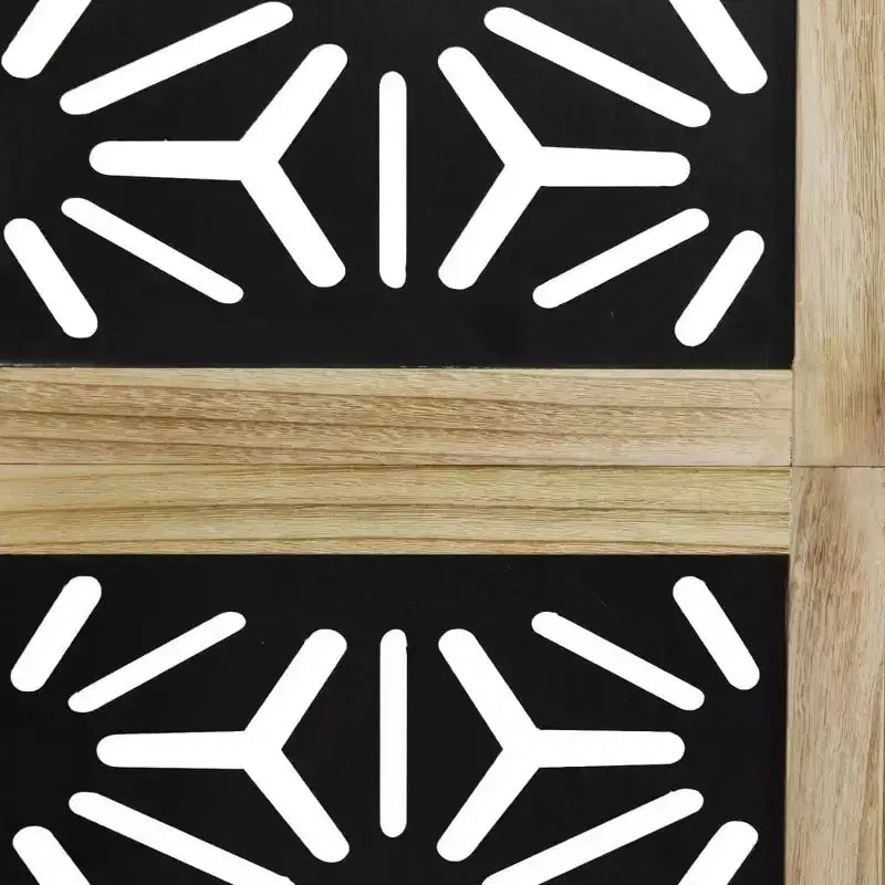 vidaXL Paravento a 4 Pannelli Legno Massello di Paulownia Marrone e Nero
