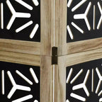 vidaXL Paravento a 4 Pannelli Legno Massello di Paulownia Marrone e Nero