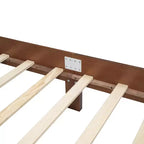 FAMYYT Letto Matrimoniale con Piattaforma in Legno, Testiera in Rattan Naturale e Supporto a Doghe in Legno, Facile da Montare