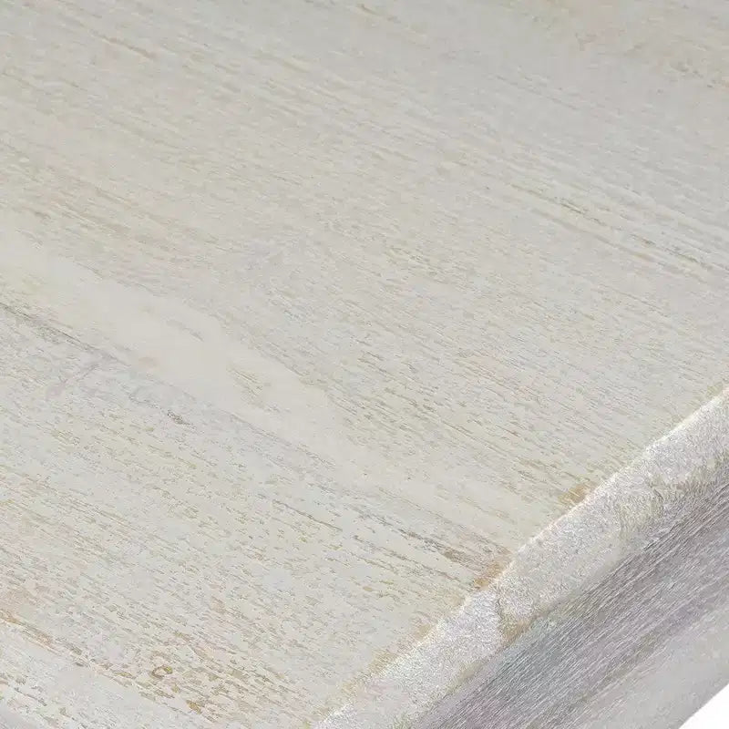 Consolle da divano, piano da 42 pollici, legno di mango bianco lavato sabbiato, gambe a pilastro tornite