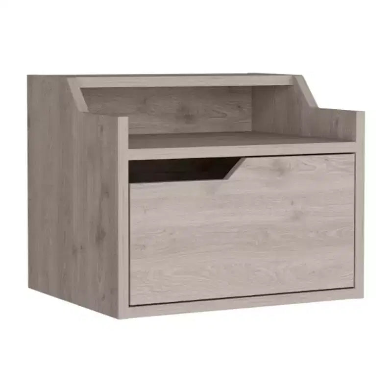 HomeRoots 13 Comodino sospeso in legno grigio con un cassetto