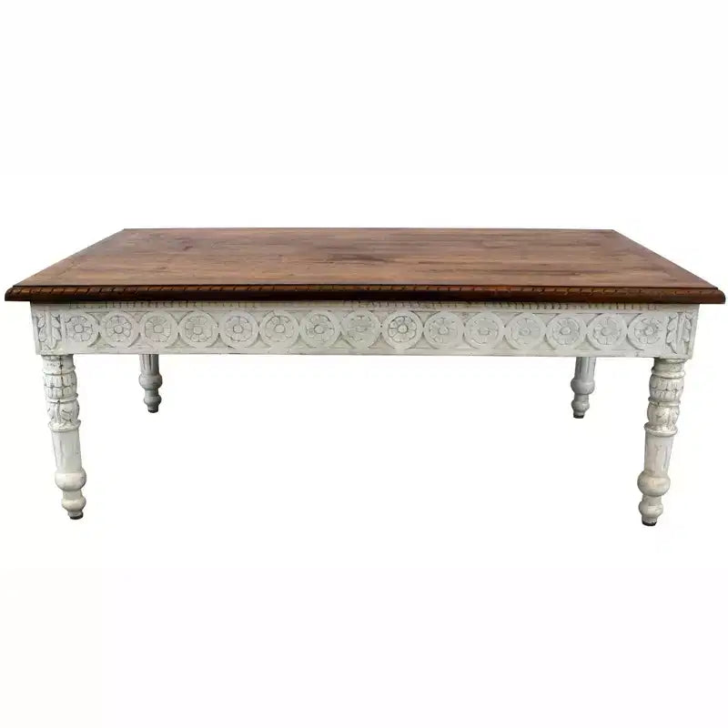 HomeRoots 48 Brown and Ivory Solid Wood Coffee Table
