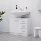 vidaXL Mobiletto sottolavabo bianco in legno multistrato mobiletto sottolavabo medio per bagno