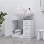 vidaXL Mobiletto sottolavabo bianco in legno multistrato mobiletto sottolavabo medio per bagno