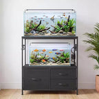 Mobile per acquario da 75-110 litri, supporto per acquario con struttura in metallo e cassetti, mobile doppio per tartarughiera (acquario non incluso)