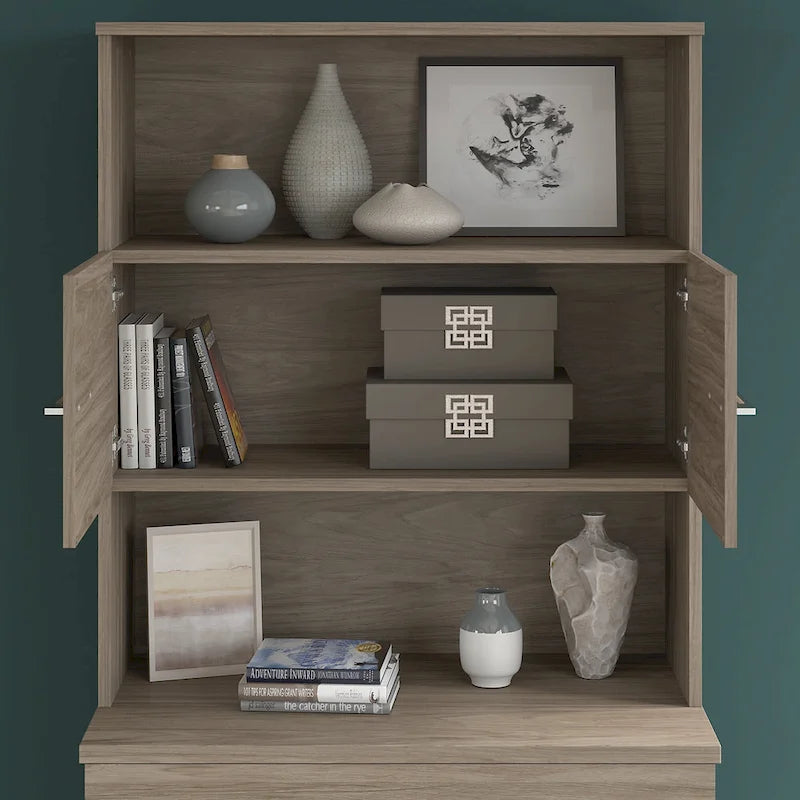 Libreria con armadietto a giorno da 91 cm – Finitura espresso / cenere / rovere / noce, utente singolo