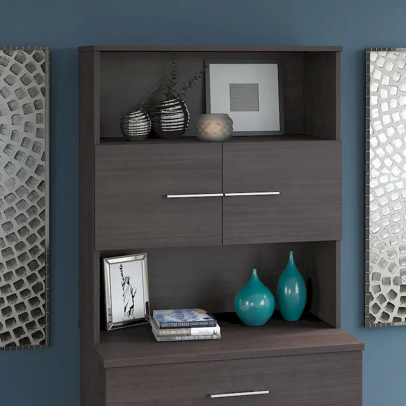 Libreria con armadietto a giorno da 91 cm – Finitura espresso / cenere / rovere / noce, utente singolo