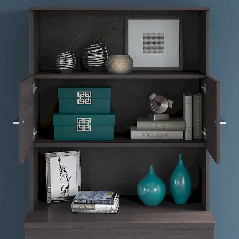 Libreria con armadietto a giorno da 91 cm – Finitura espresso / cenere / rovere / noce, utente singolo