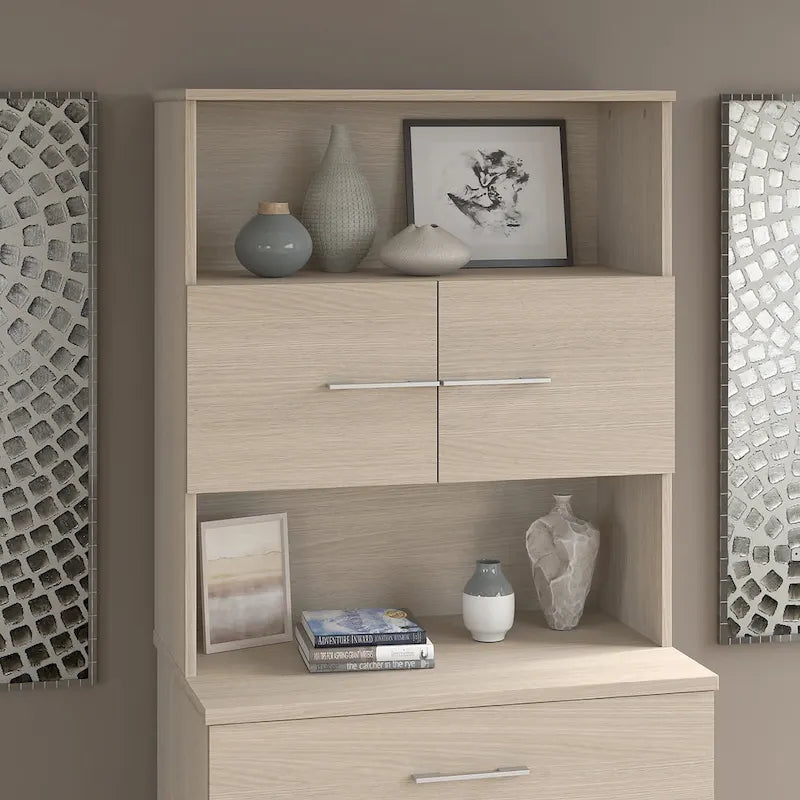 Libreria con armadietto a giorno da 91 cm – Finitura espresso / cenere / rovere / noce, utente singolo