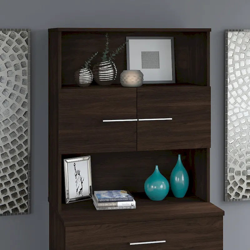 Libreria con armadietto a giorno da 91 cm – Finitura espresso / cenere / rovere / noce, utente singolo