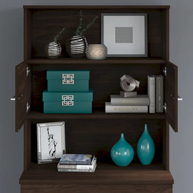 Libreria con armadietto a giorno da 91 cm – Finitura espresso / cenere / rovere / noce, utente singolo