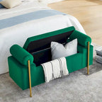 Panca contenitore in lino verde/bianco/beige con braccioli cilindrici, seduta singola