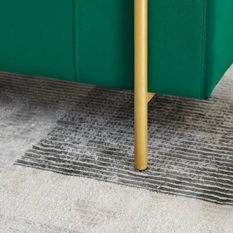 Panca contenitore in lino verde/bianco/beige con braccioli cilindrici, seduta singola