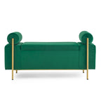 Panca contenitore in lino verde/bianco/beige con braccioli cilindrici, seduta singola