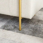 Panca contenitore in lino verde/bianco/beige con braccioli cilindrici, seduta singola