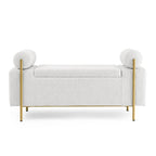 Panca contenitore in lino verde/bianco/beige con braccioli cilindrici, seduta singola