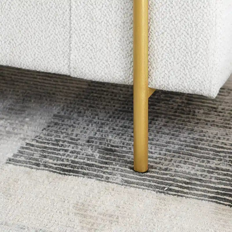 Panca contenitore in lino verde/bianco/beige con braccioli cilindrici, seduta singola