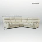 Divano componibile reclinabile elettrico in vera pelle panna/blu, gravità zero, 2 posti