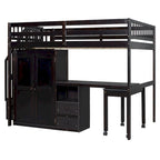 Letto a soppalco per bambini bianco/espresso/grigio con scale, scrivania integrata e contenitore, 1 persona