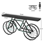 Tavolo Consolle Marrone/Bianco e Nero, Base Industriale a Bicicletta, Tavolo Stretto da Divano per 1