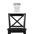 Sgabello da bar X Back in legno Torino da 76 cm - Nero - Linon: Legno massello di gomma, Senza imbottitura, Senza braccioli