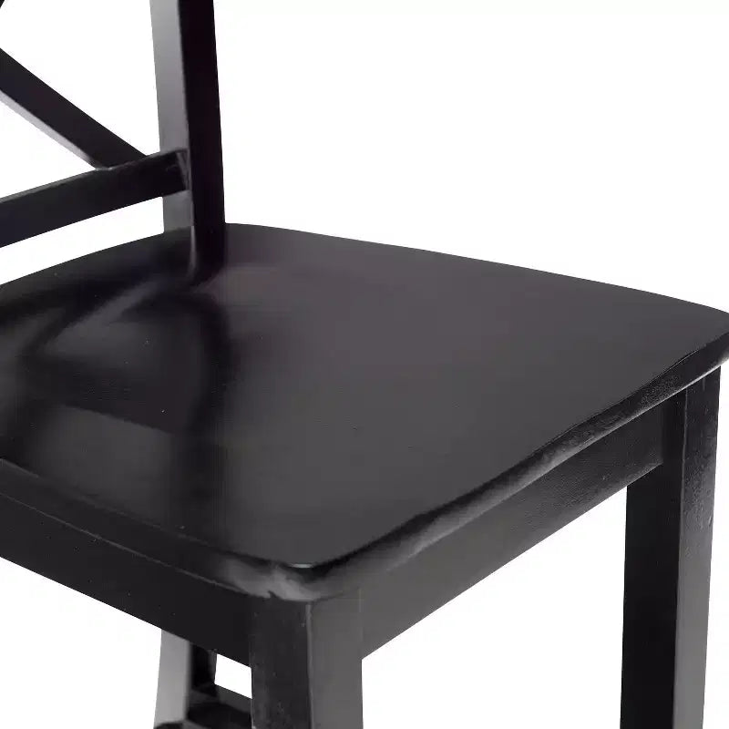 Sgabello da bar X Back in legno Torino da 76 cm - Nero - Linon: Legno massello di gomma, Senza imbottitura, Senza braccioli