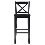 Sgabello da bar X Back in legno Torino da 76 cm - Nero - Linon: Legno massello di gomma, Senza imbottitura, Senza braccioli